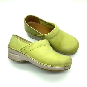 Dansko Lime Green Suede Clogs